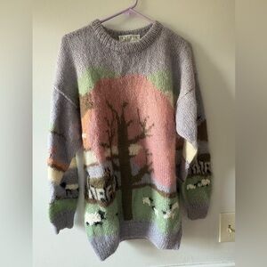 1992 Northern Exposure Maggie Studio Michelle Stuart Hand Knit Landscape Sweater